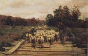A. Bryan Wall Shepherd and Sheep Spain oil painting artist